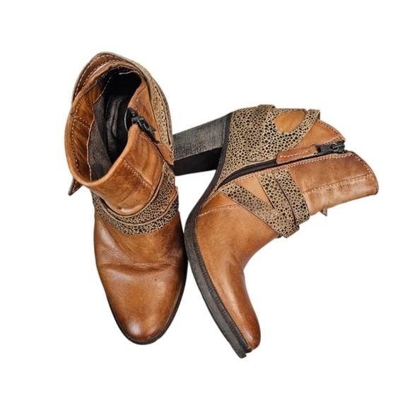 Miz Mooz Womens Verona Collection Leather Ankle Booties Sz 37 Boho Chic Rugged - Picture 5 of 10